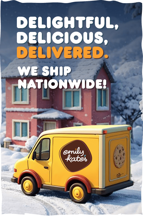 Emily Kate’s Bakery delivery banner showing baked goods with nationwide shipping