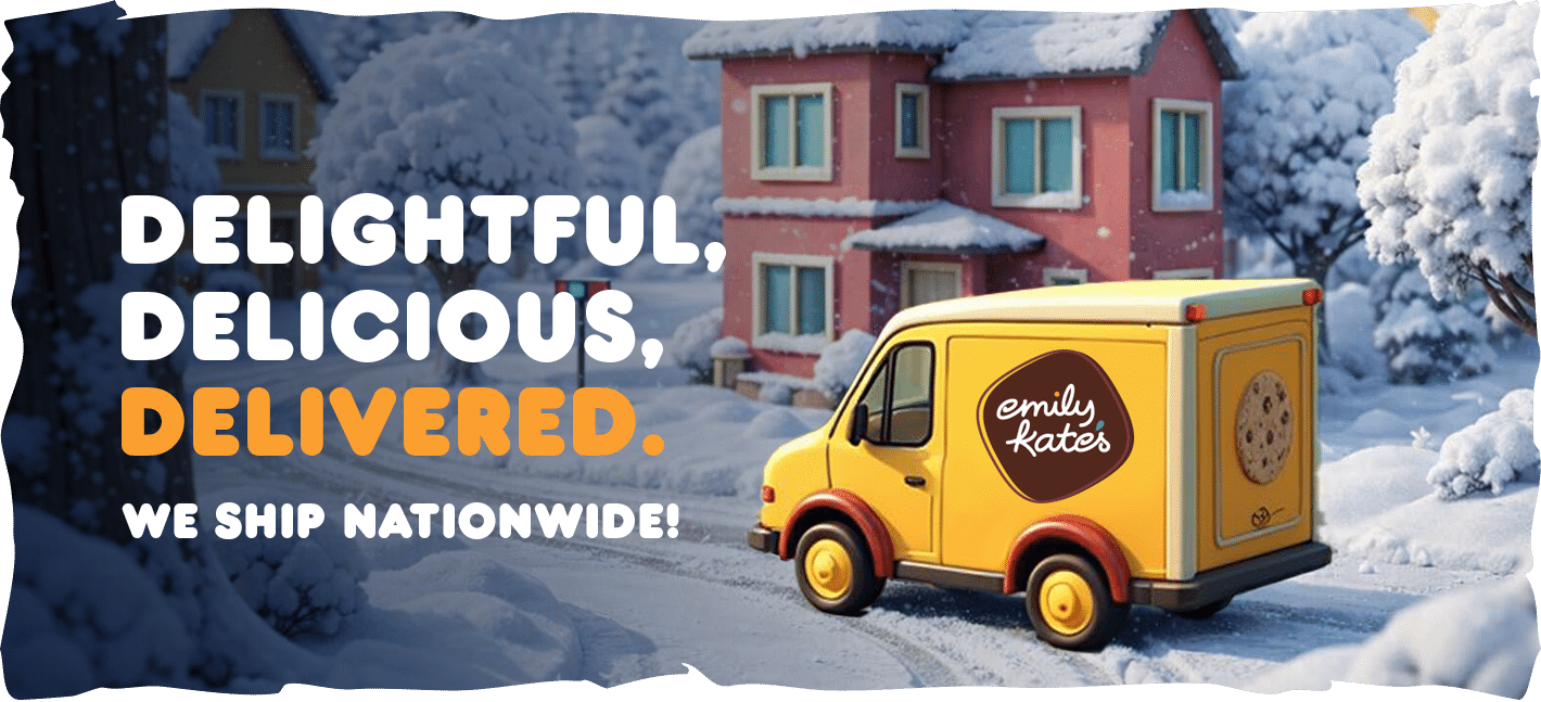 Emily Kate’s Bakery delivery banner showing baked goods with nationwide shipping